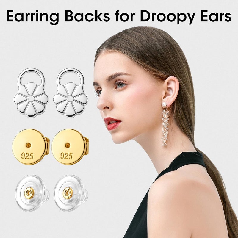 Goffing Earring Backs for Droopy Ears Heavy Earrings - Replacements Locking Ear Supports | 6 Pairs Secure Stud Clutches for Sensitive Skin(Lifter 4) - Image 3